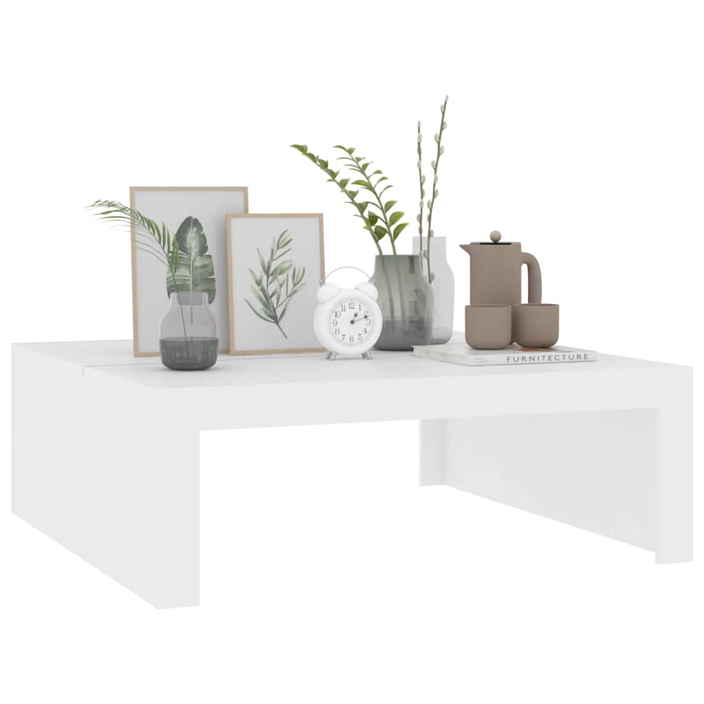 Mesa de centro madera contrachapada blanco 100x100x35 cm