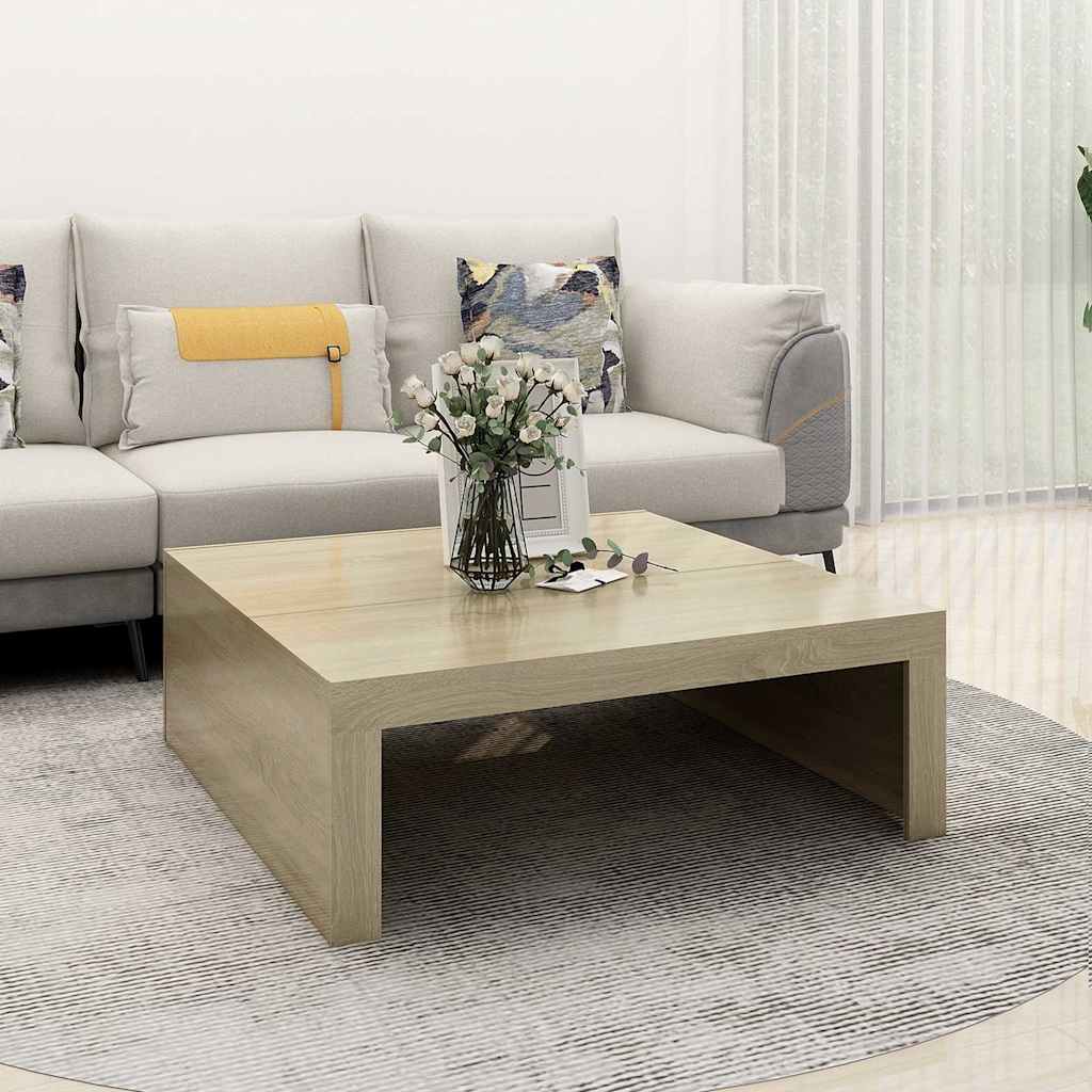 Mesa de centro madera contrachapada blanco 100x100x35 cm