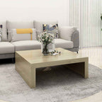 Mesa de centro madera contrachapada blanco 100x100x35 cm
