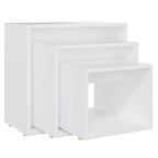 Mesas apilables 3 piezas madera contrachapada blanco