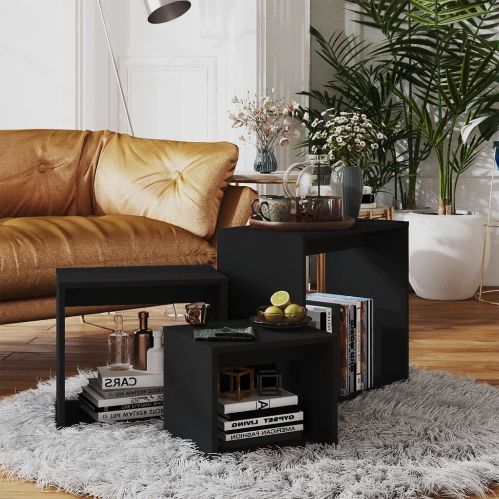 3-piece nesting tables plywood white