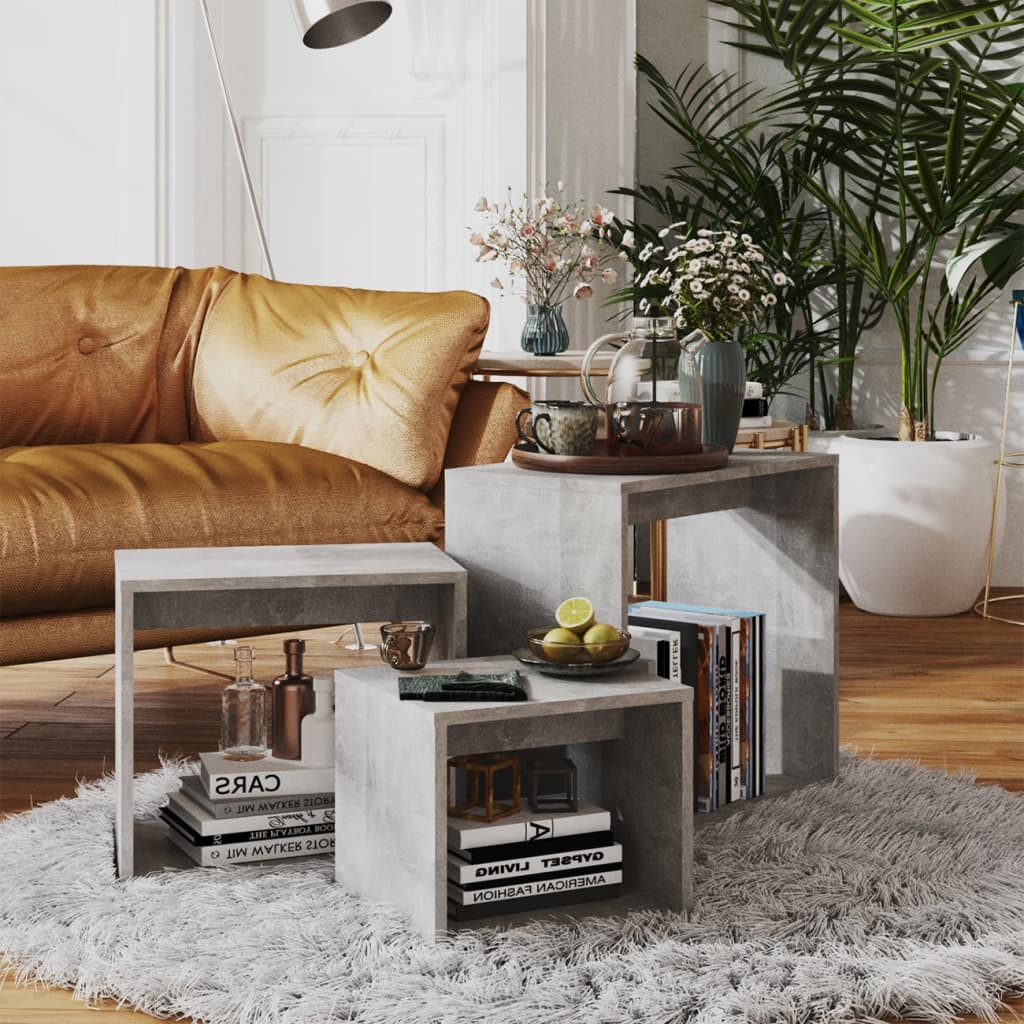 3-piece nesting tables plywood white