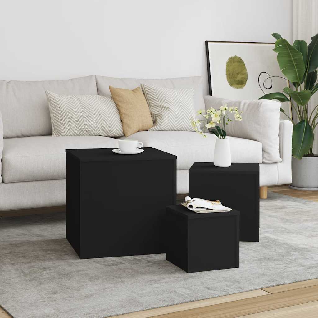 3-piece chipboard side tables concrete grey