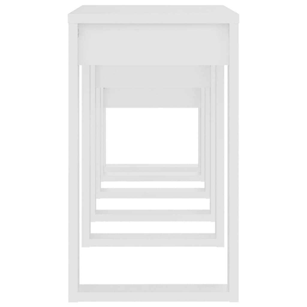 Mesas nido 3 piezas de madera de ingeniería blanca