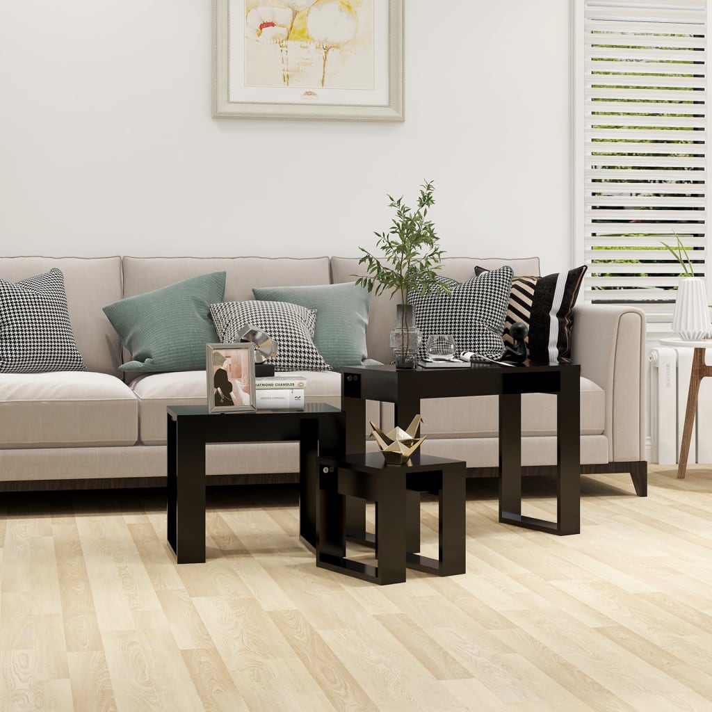 Nesting tables 3 pieces plywood glossy white