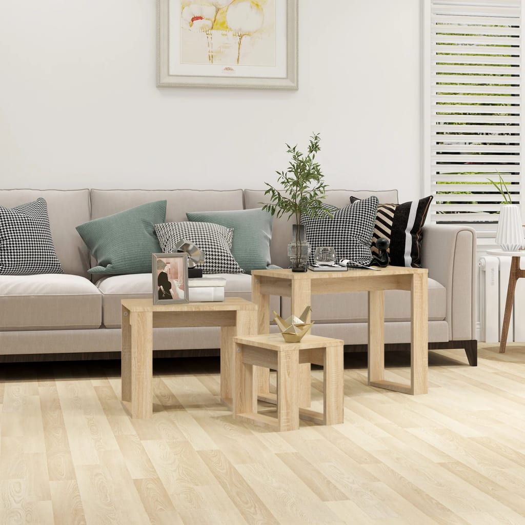 Nesting tables 3 pieces plywood glossy white
