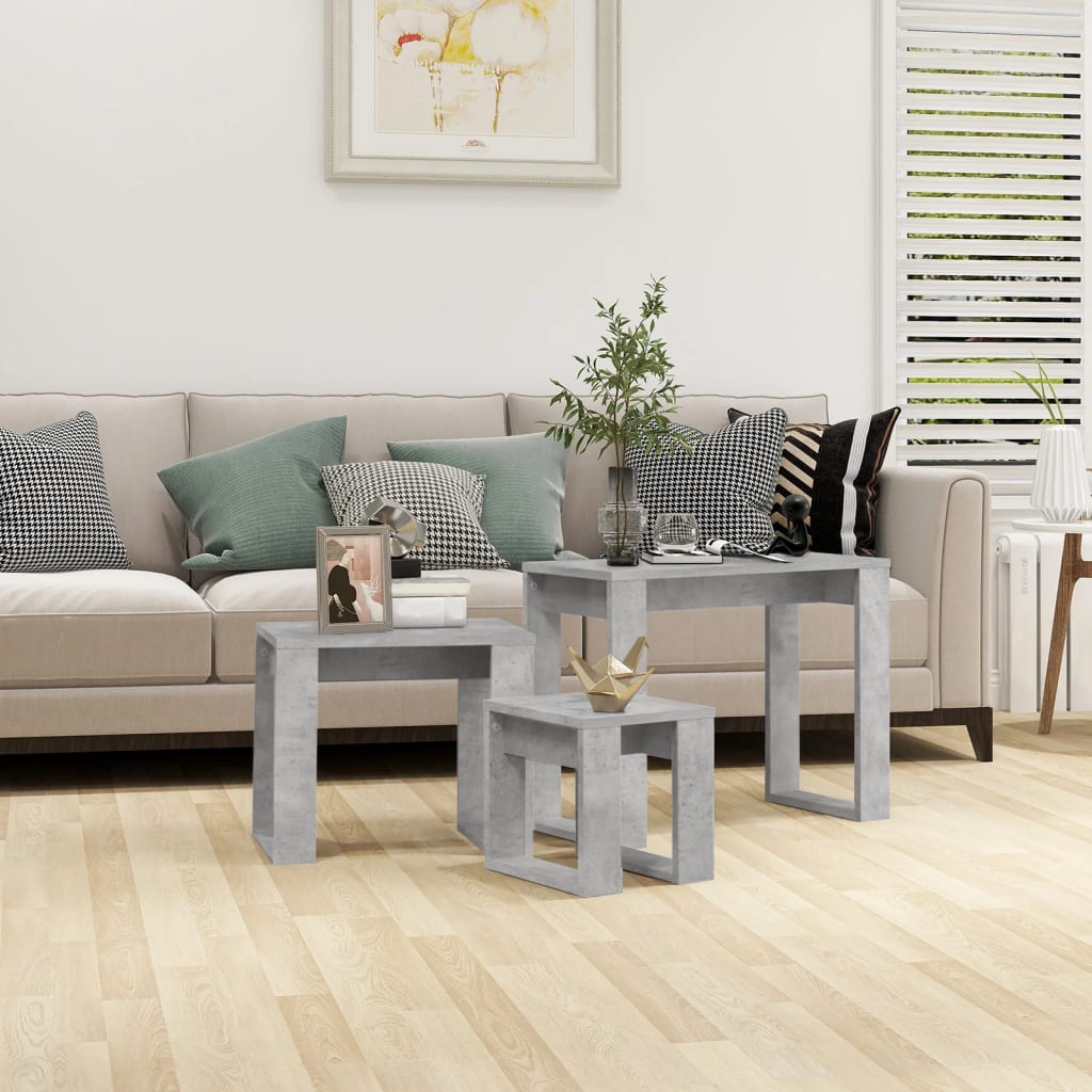 Nesting tables 3 pieces plywood glossy white