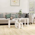 Mesas apilables 3 piezas madera contrachapada blanco brillante