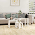 Mesas apilables 3 piezas madera contrachapada blanco brillante