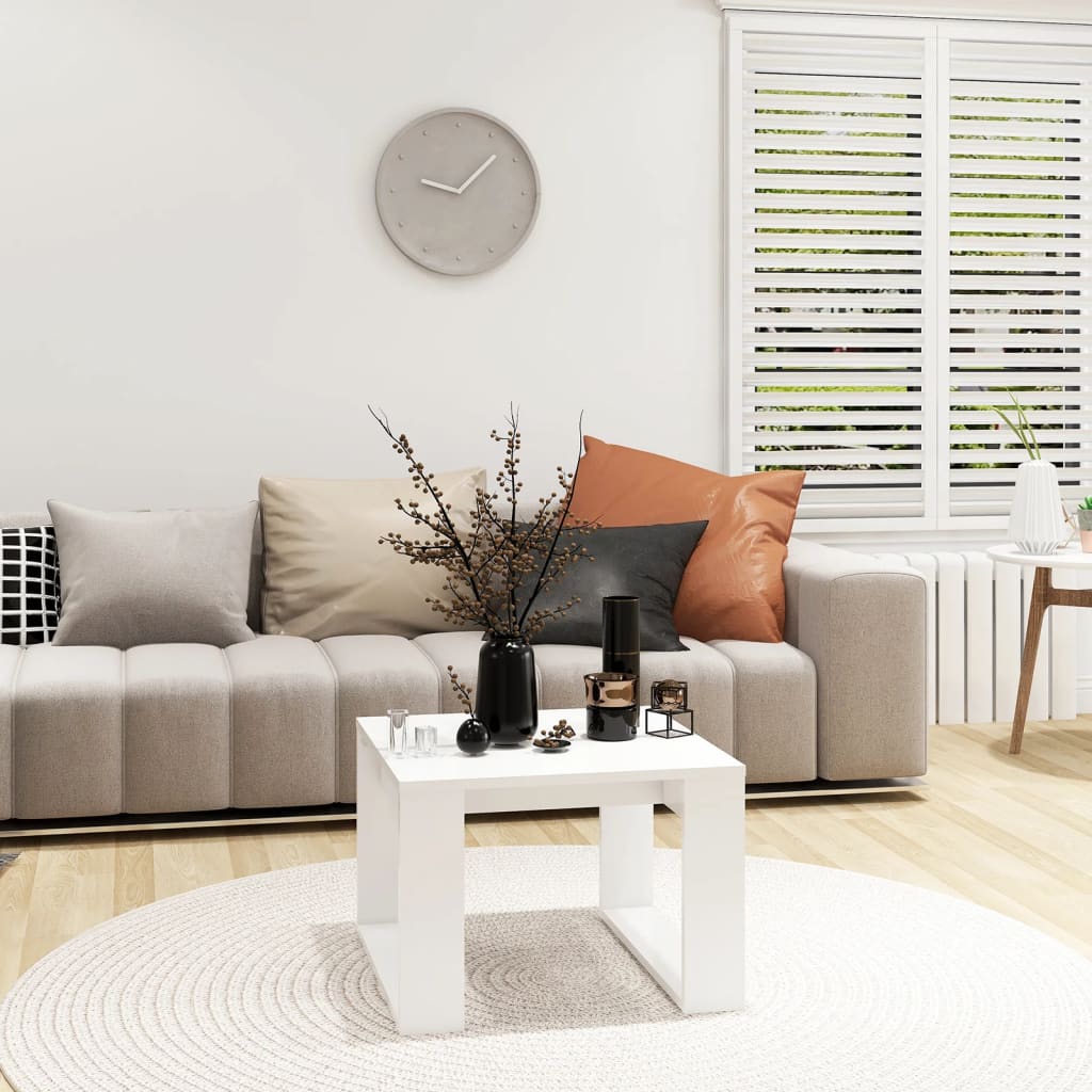 Mesa auxiliar de madera contrachapada blanco 50x50x35 cm