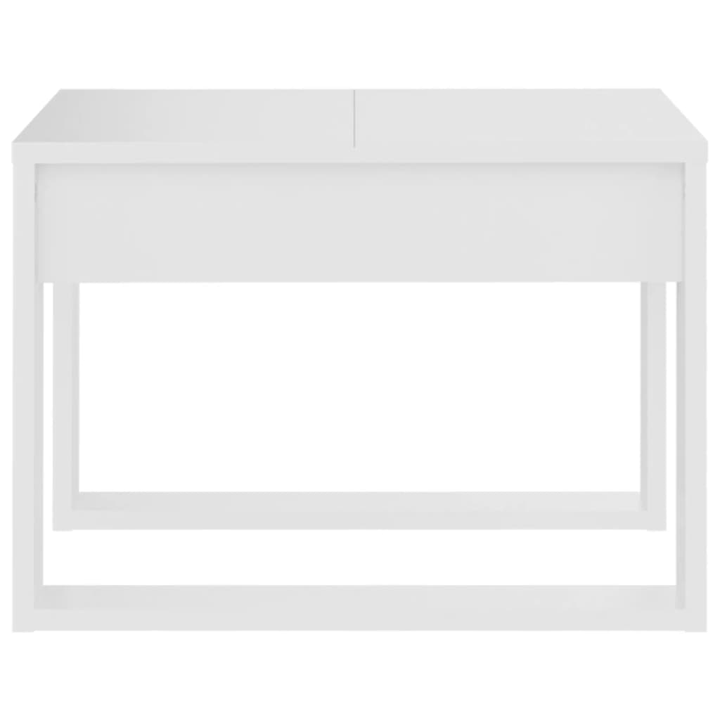 Mesa auxiliar de madera contrachapada blanco 50x50x35 cm