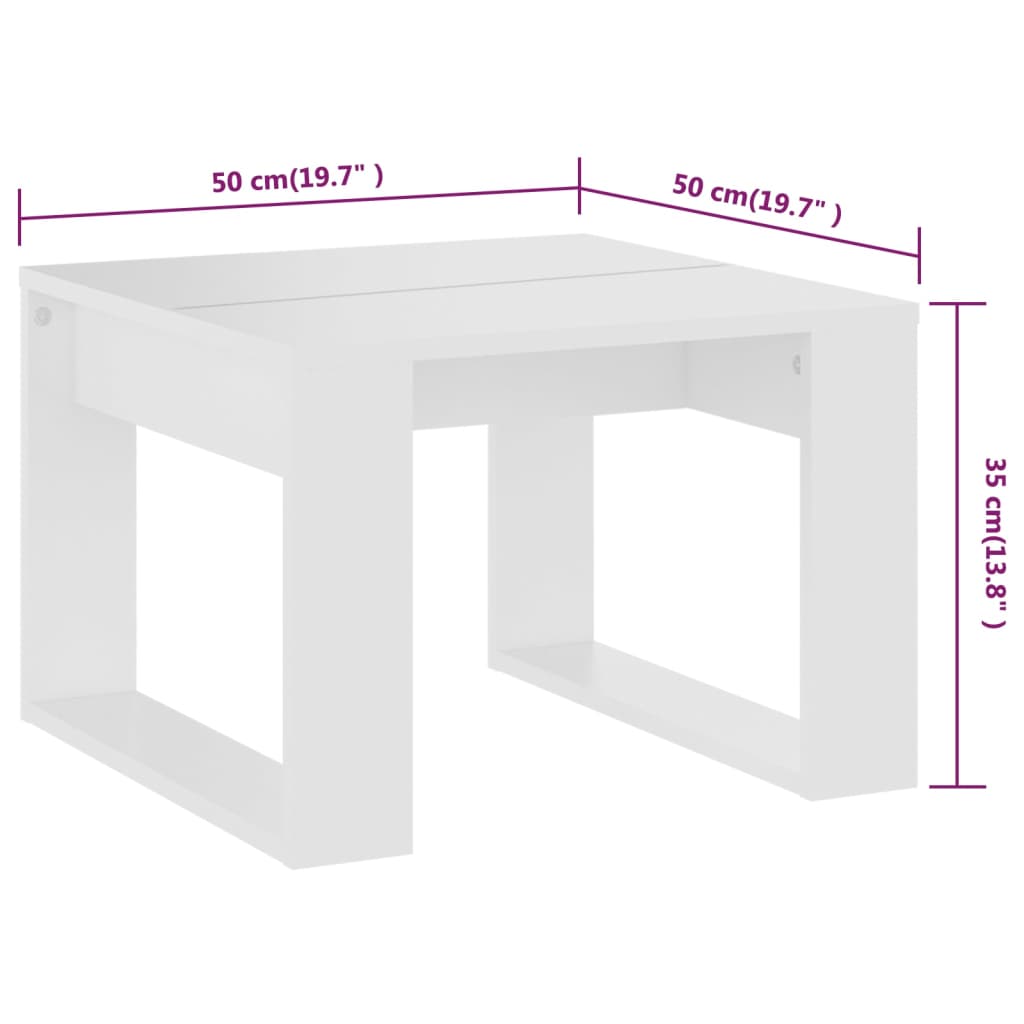 Mesa auxiliar de madera contrachapada blanco 50x50x35 cm