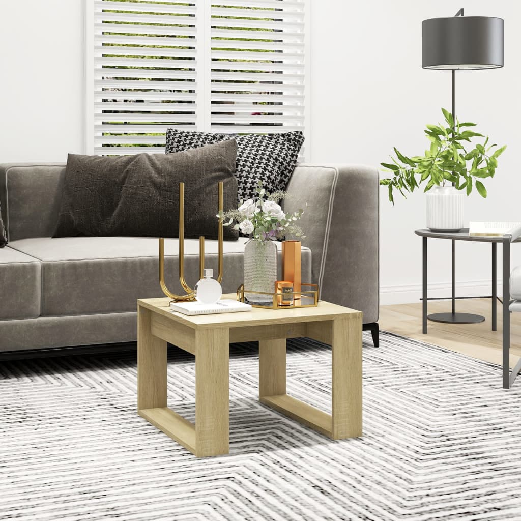 Mesa auxiliar de madera contrachapada blanco 50x50x35 cm