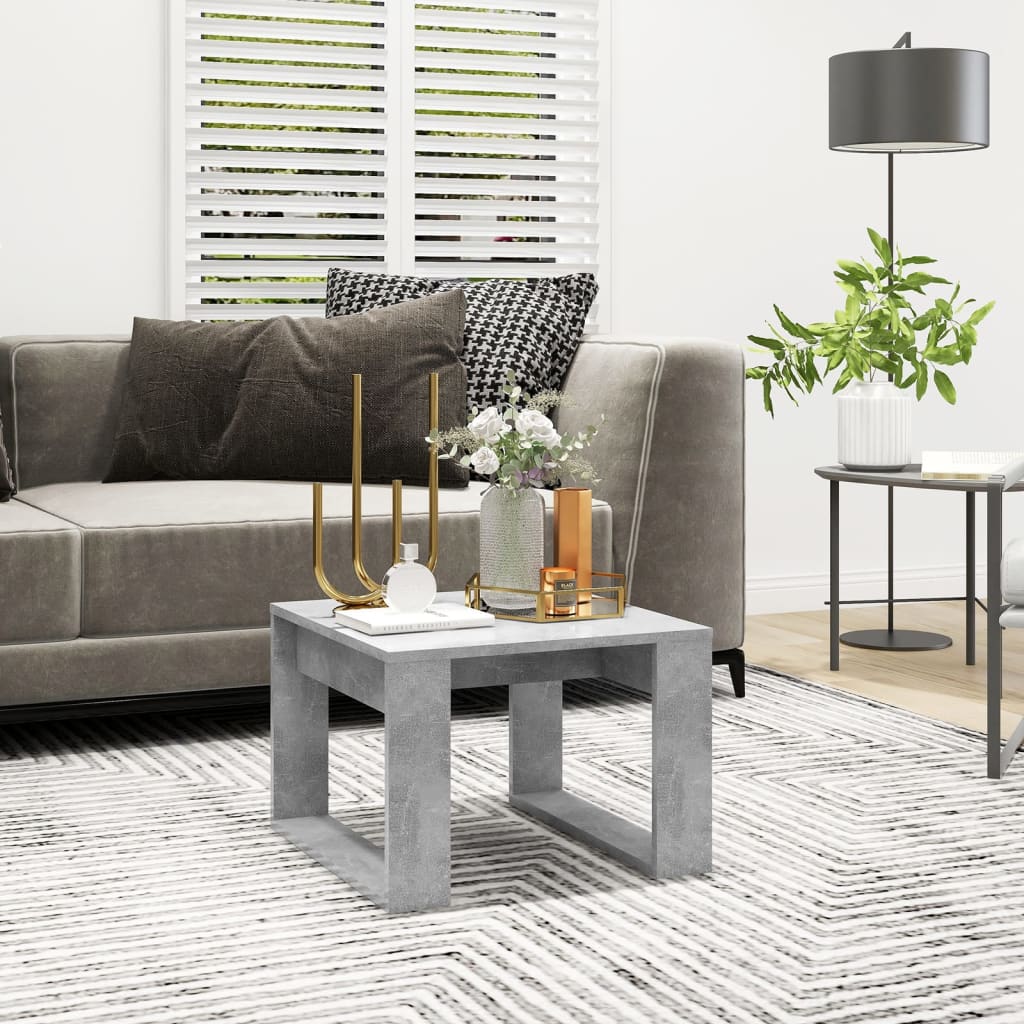 Mesa auxiliar de madera contrachapada blanco 50x50x35 cm
