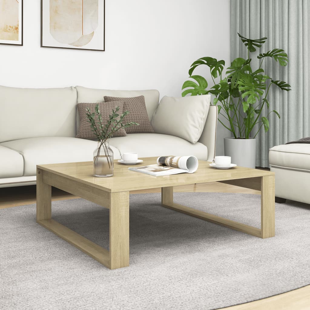 Mesa de centro madera contrachapada blanco 100x100x35 cm