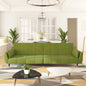 2-seater sofa bed with two burgundy velvet pillows