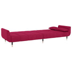 Sofá cama de 2 plazas con dos almohadas terciopelo color vino