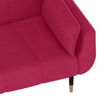 Sofá cama de 2 plazas con dos almohadas terciopelo color vino