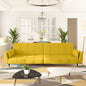2-seater sofa bed with two burgundy velvet pillows