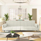 2-seater sofa bed with two burgundy velvet pillows