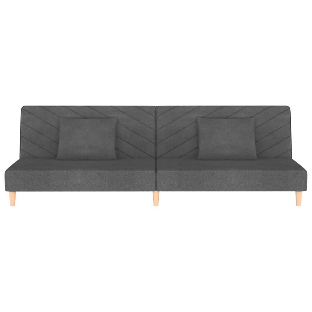 Sofá cama de 2 plazas con dos almohadas tela gris oscuro
