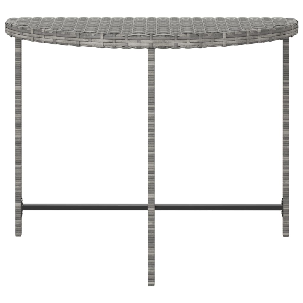 Mesa de jardín de ratán sintético gris 100x50x75 cm
