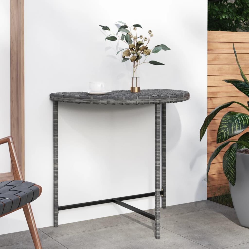 Mesa de jardín de ratán sintético gris 100x50x75 cm