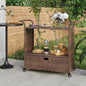 Carrito de bar con cajón ratán sintético gris 100x45x97 cm