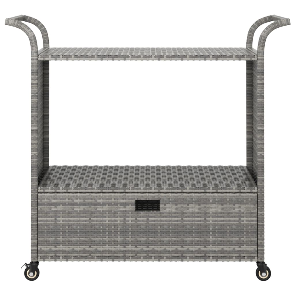 Carrito de bar con cajón ratán sintético gris 100x45x97 cm
