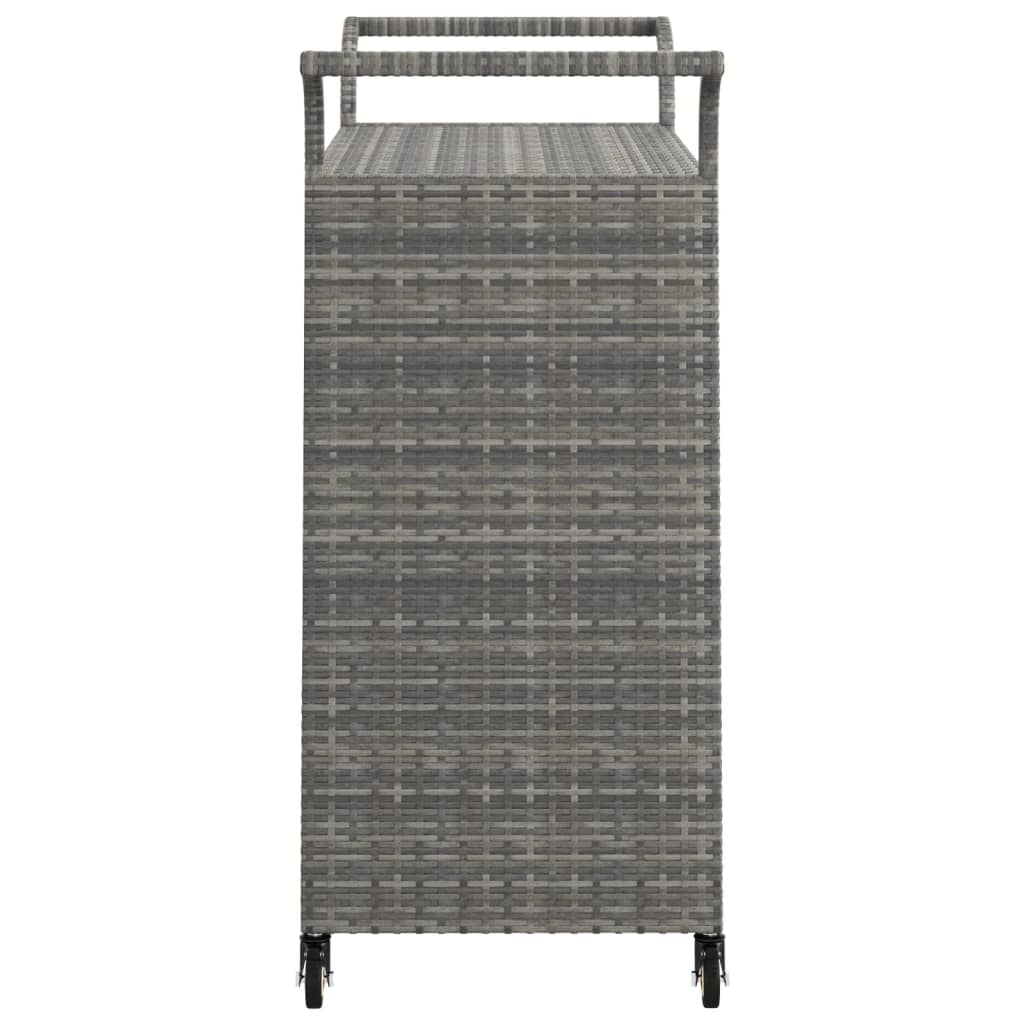 Carrito de bar con cajón ratán sintético gris 100x45x97 cm