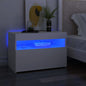 Mesita de noche con LED contrachapada gris hormigón 60x35x40 cm