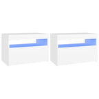 Mesita de noche luces LED 2 uds contrachapada blanco 60x35x40cm