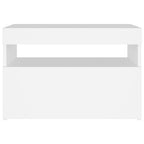 Mesita de noche luces LED 2 uds contrachapada blanco 60x35x40cm