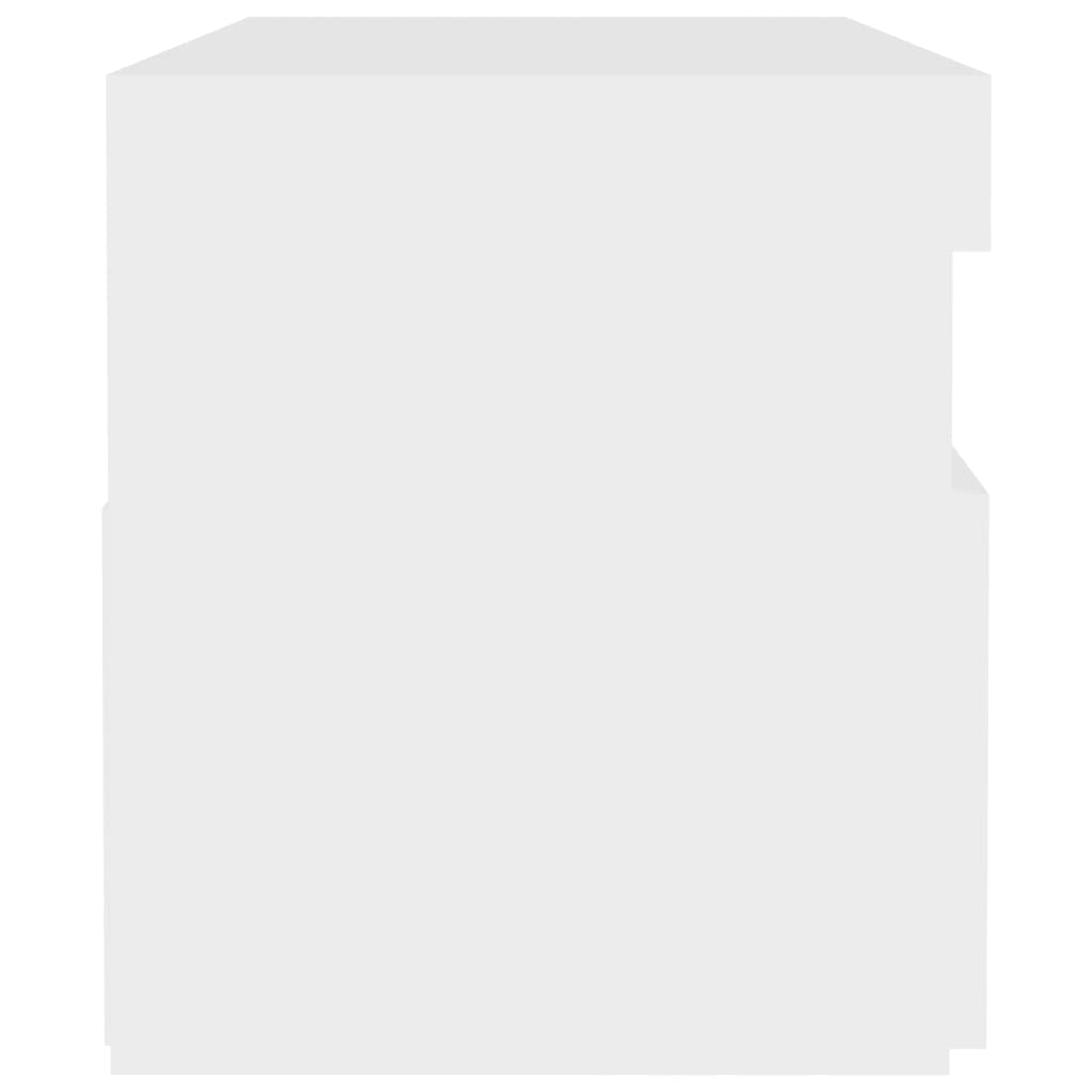 Mesita de noche luces LED 2 uds contrachapada blanco 60x35x40cm