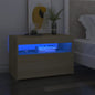 Mesita de noche con LED contrachapada gris hormigón 60x35x40 cm
