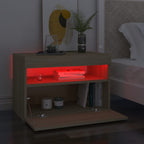 Mesitas de noche con LED 2 uds contrachapada Sonoma 60x35x40 cm