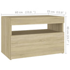 Mesitas de noche con LED 2 uds contrachapada Sonoma 60x35x40 cm