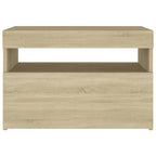 Mesitas de noche con LED 2 uds contrachapada Sonoma 60x35x40 cm