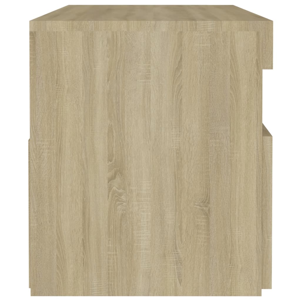 Mesitas de noche con LED 2 uds contrachapada Sonoma 60x35x40 cm