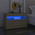 Mesitas de noche con LED 2 uds contrachapada Sonoma 60x35x40 cm