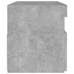 Mesita de noche con LED contrachapada gris hormigón 60x35x40 cm