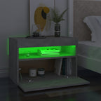 Mesitas de noche LED 2 uds contrachapada hormigón 60x35x40 cm