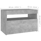 Mesitas de noche LED 2 uds contrachapada hormigón 60x35x40 cm