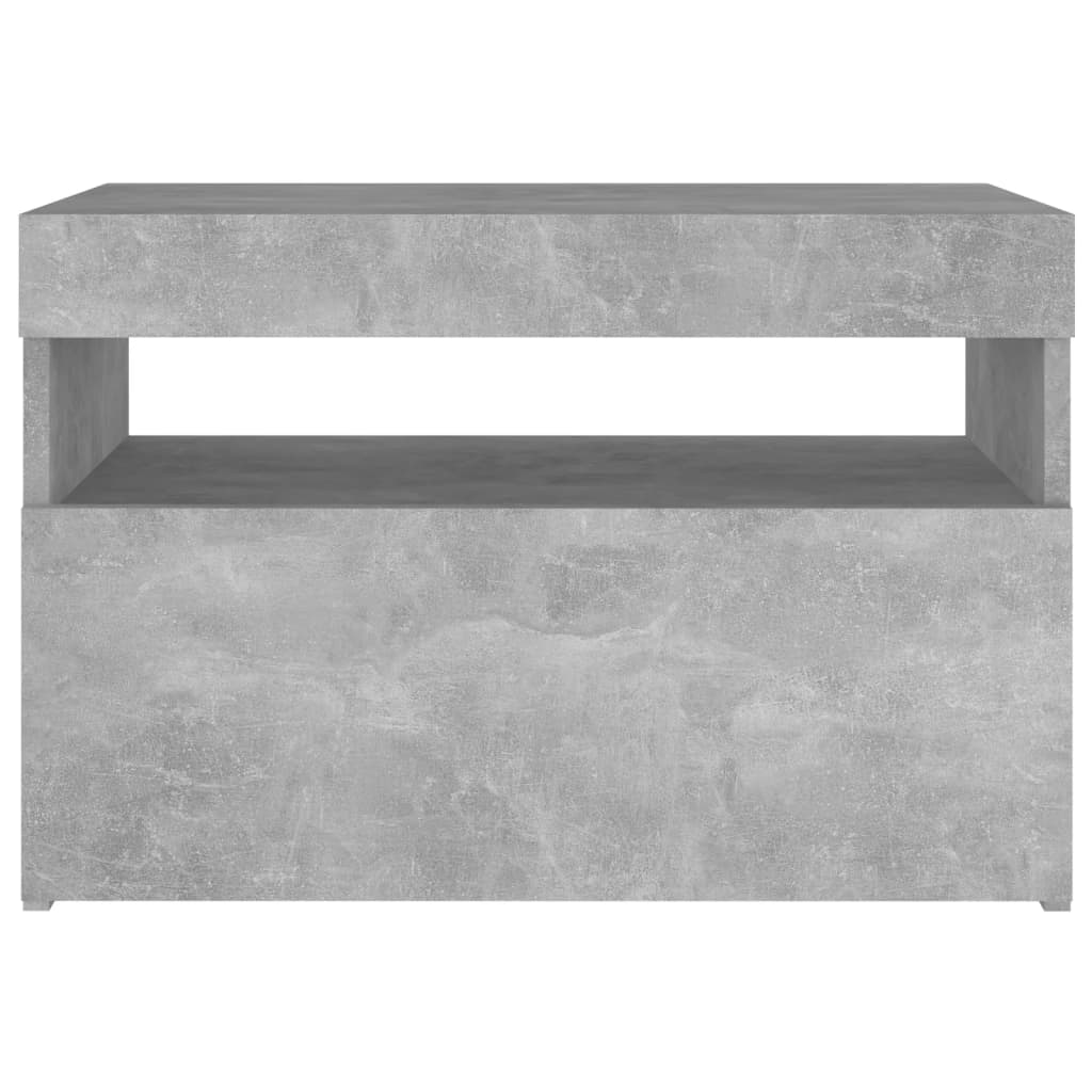 Mesitas de noche LED 2 uds contrachapada hormigón 60x35x40 cm