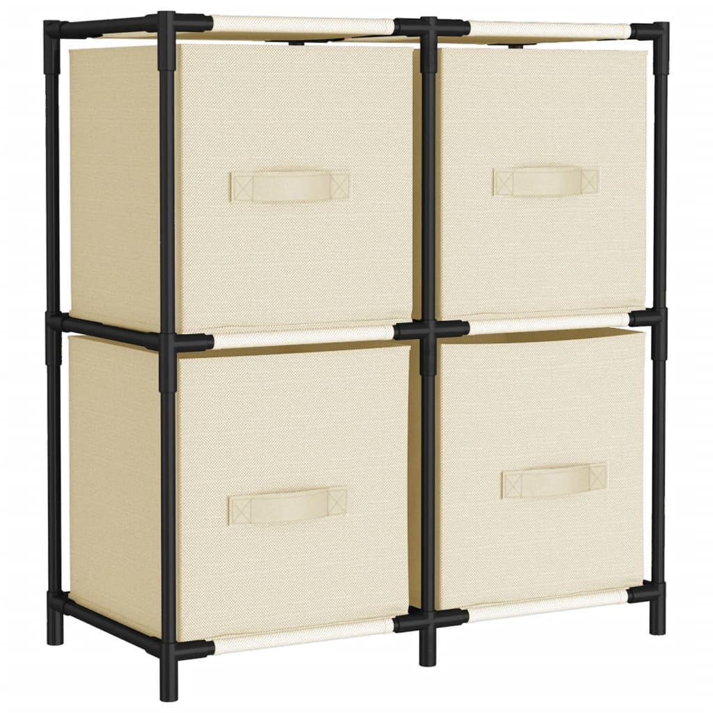 Armario almacenaje de acero con 4 cestas tela crema 63x30x71 cm