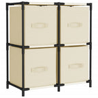 Armario almacenaje de acero con 4 cestas tela crema 63x30x71 cm