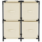 Armario almacenaje de acero con 4 cestas tela crema 63x30x71 cm
