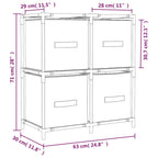 Armario almacenaje de acero con 4 cestas tela crema 63x30x71 cm