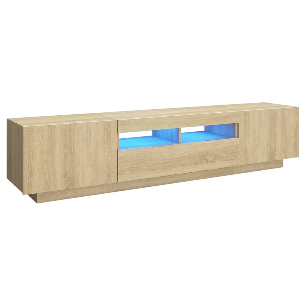 Armario TV con luces LED color roble Sonoma 180x35x40 cm