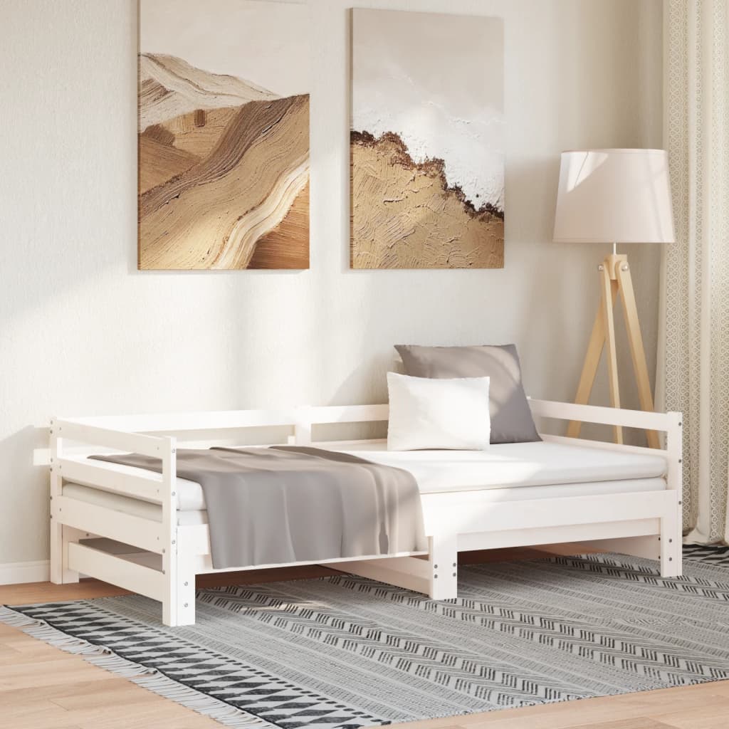 Sofá cama de 3 plazas sin colchón blanco 90x200 cm